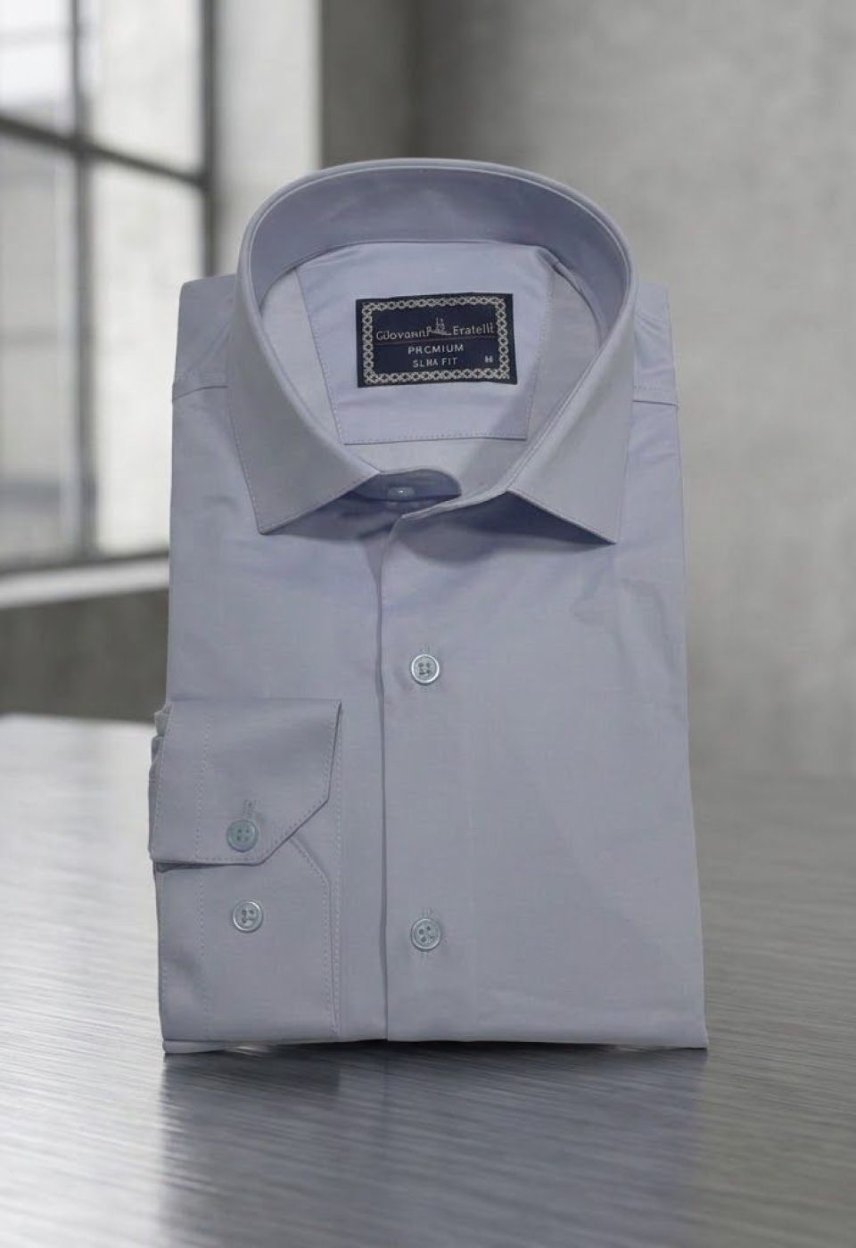 7091 CR SATIN 058 Slim Fit Uzun Kol Düz Renk Saten Erkek Gömlek 3GMK327091058 - Giovanni Fratelli