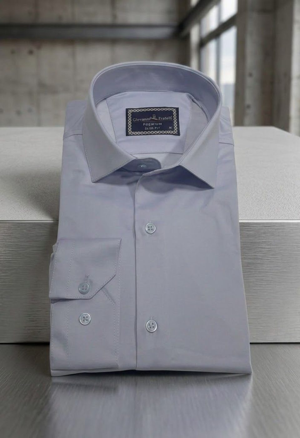 7091 CR SATIN 058 Slim Fit Uzun Kol Düz Renk Saten Erkek Gömlek 3GMK327091058 - Giovanni Fratelli