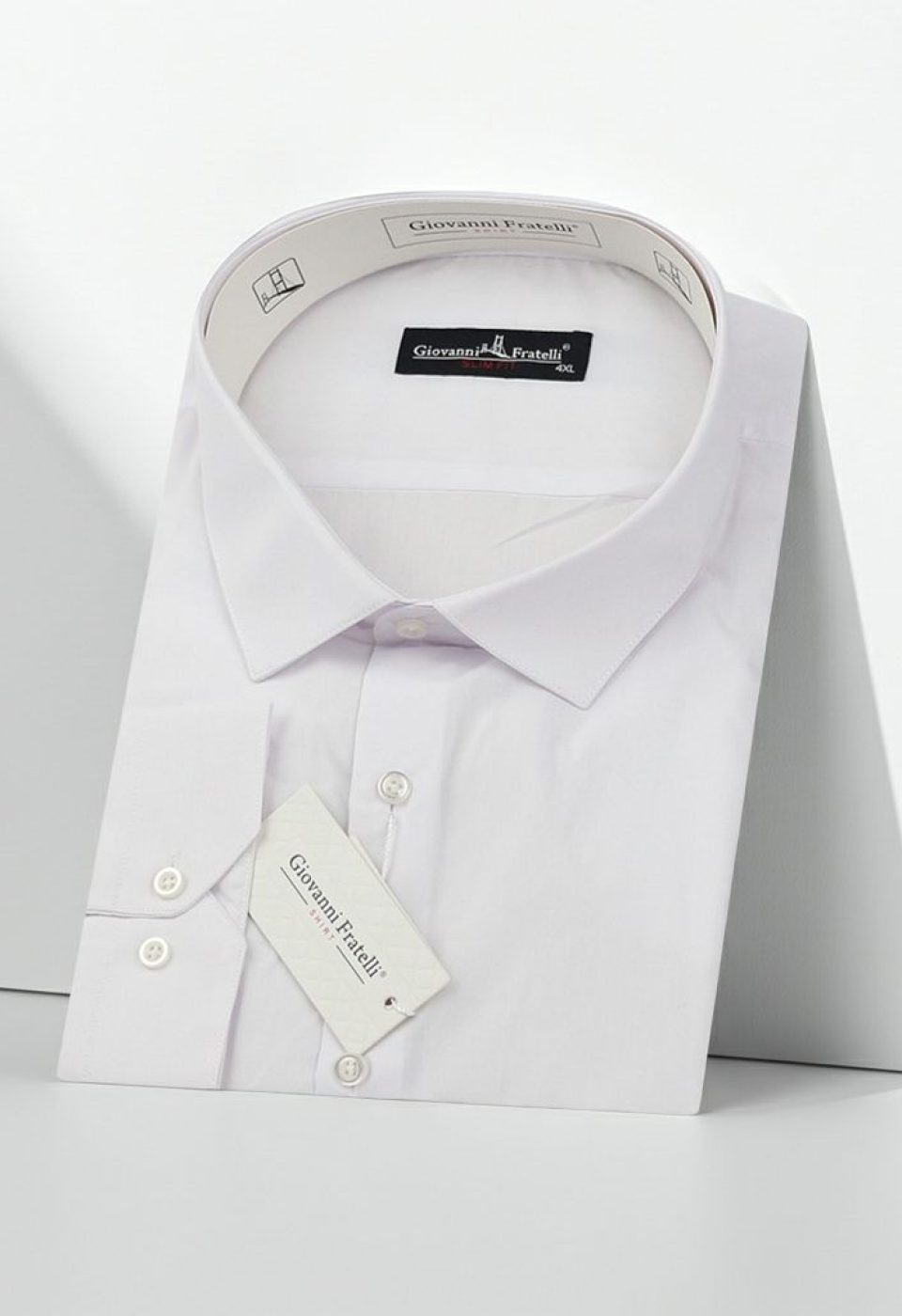 Beyaz Büyük Beden Slim Fit Uzun Kol Düz Renk Erkek Gömlek 4GMK310408BYZ