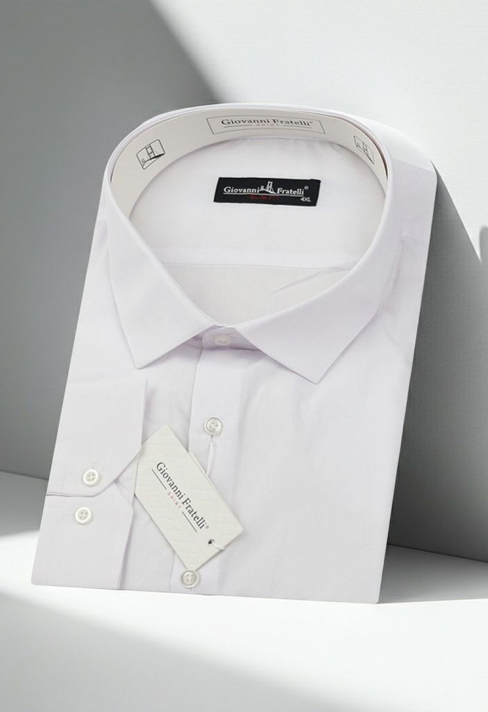 0300 BT CR BYZ Beyaz Büyük Beden Slim Fit Uzun Kol Düz Renk Erkek Gömlek 4GMK310408BYZ - Giovanni Fratelli