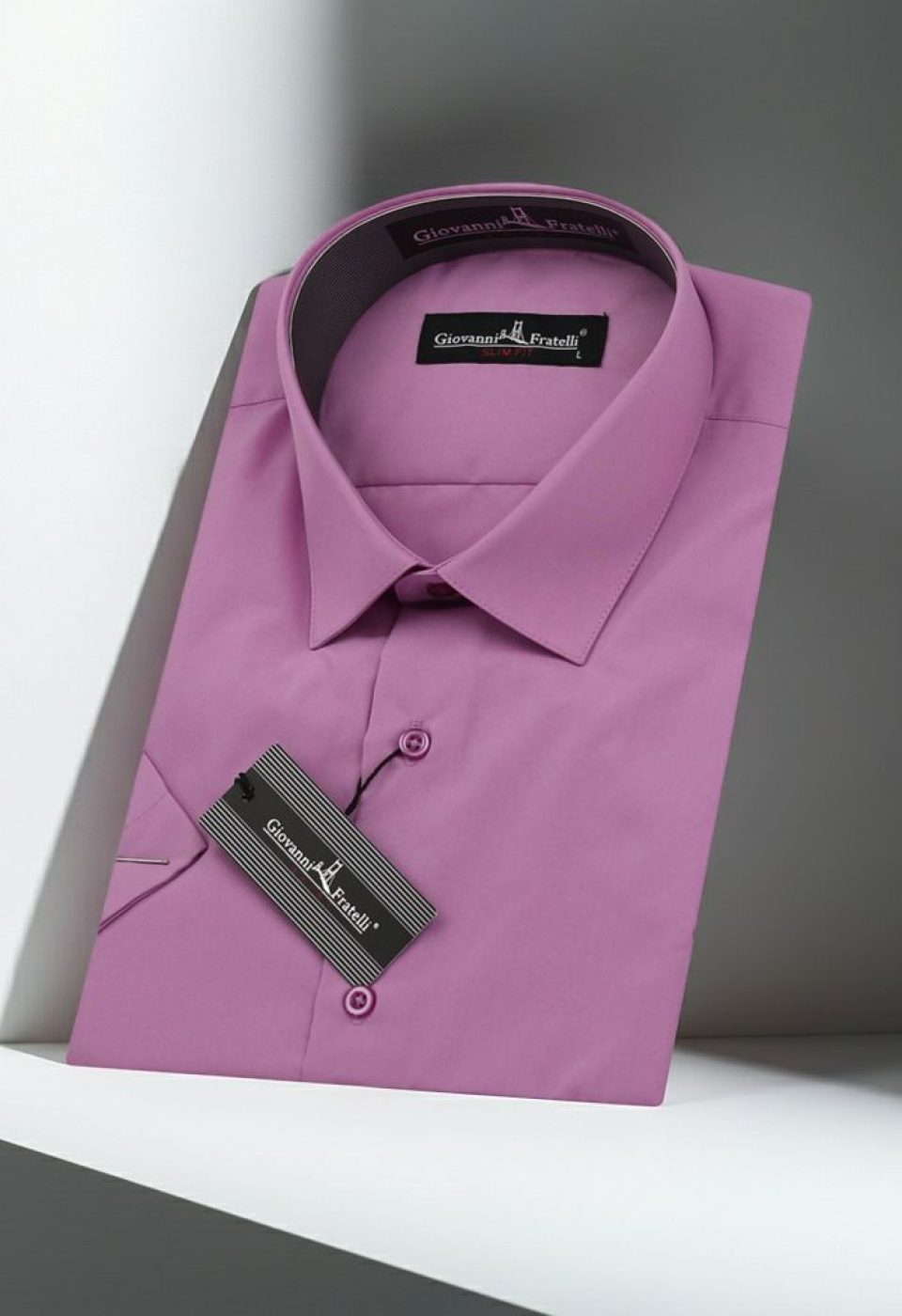 Slim Fit Kısa Kol Düz Renk Erkek Gömlek 3GMK320408063