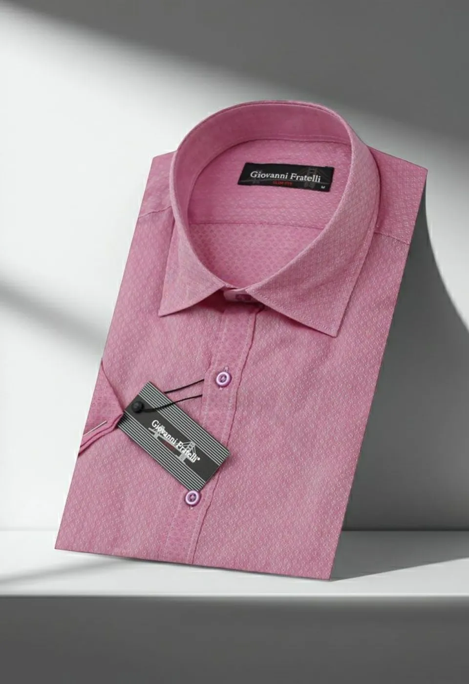 Slim Fit Kısa Kol Desenli Erkek Gömlek 3GMK310584002