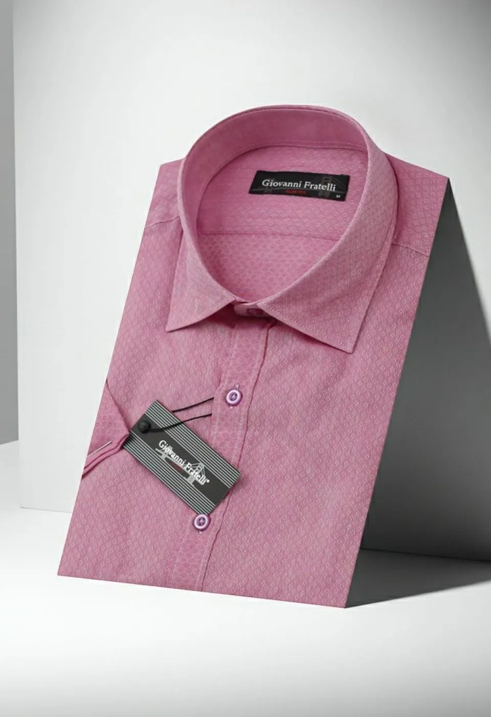 Slim Fit Kısa Kol Desenli Erkek Gömlek 3GMK310584002