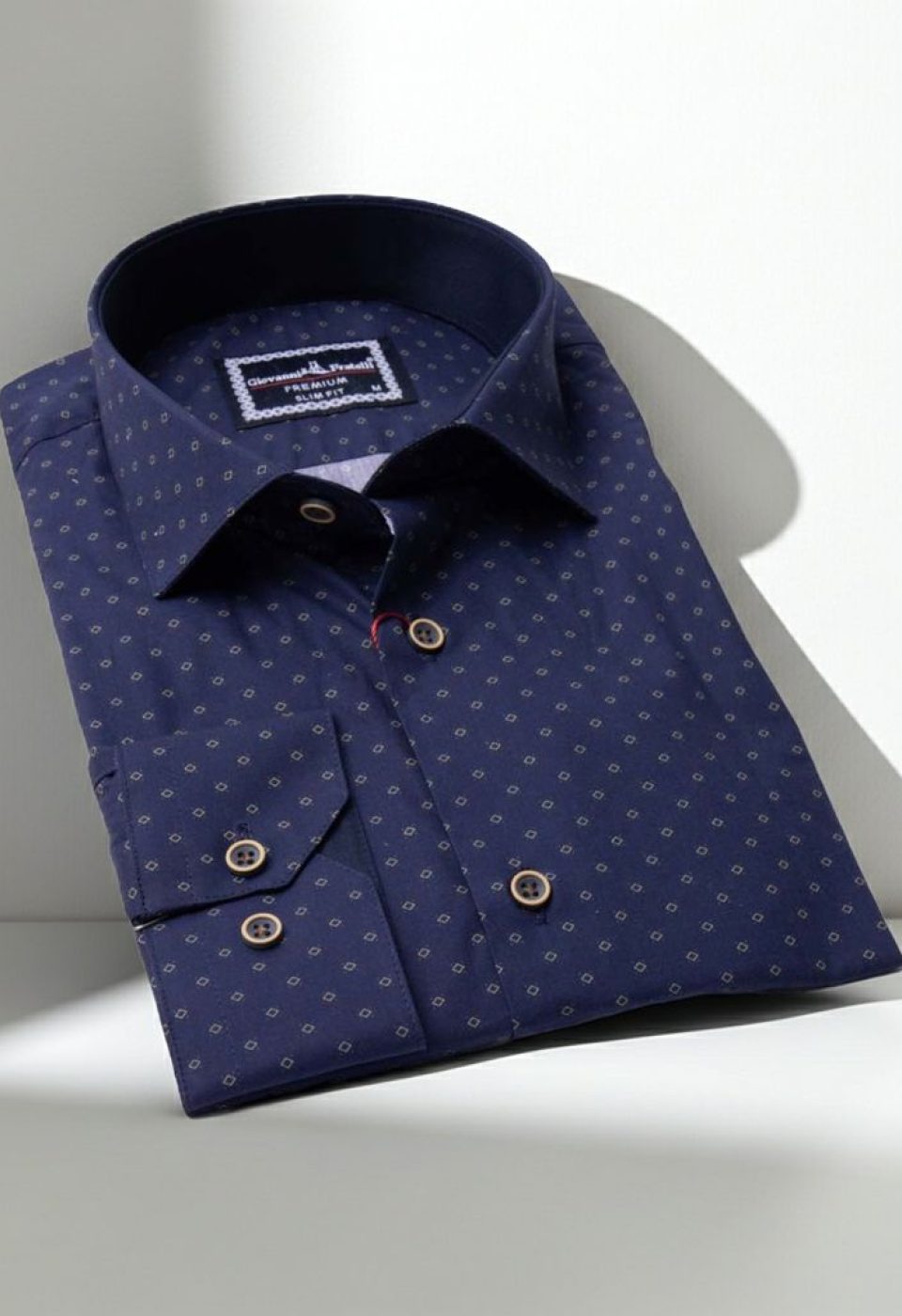 Slim Fit Uzun Kol Desenli Erkek Gömlek 3GMK310646002