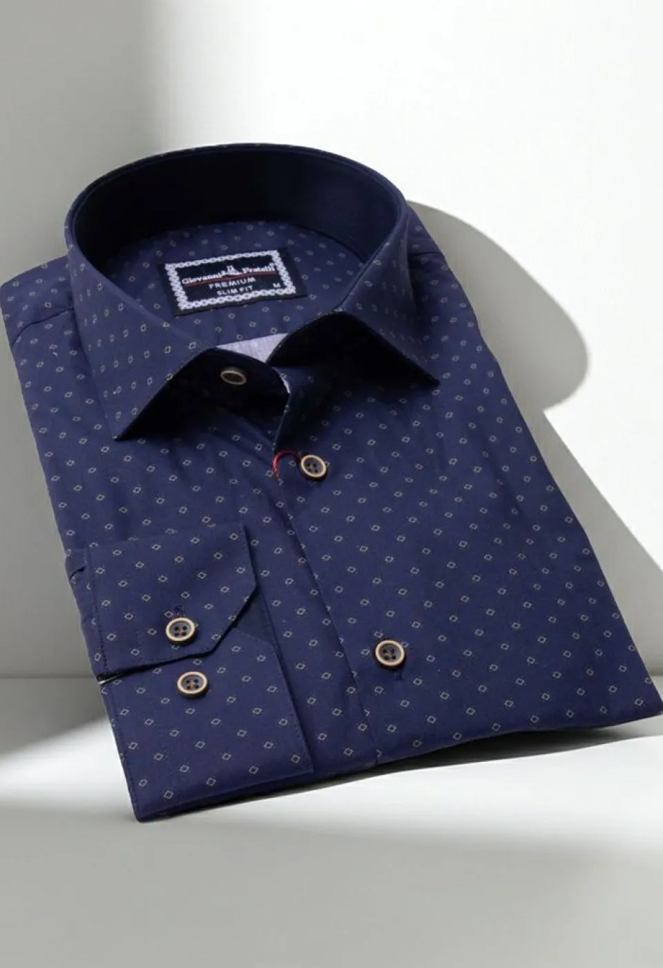 Slim Fit Uzun Kol Desenli Erkek Gömlek 3GMK310646002