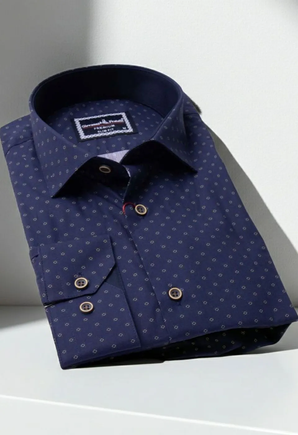 Slim Fit Uzun Kol Desenli Erkek Gömlek 3GMK310646002