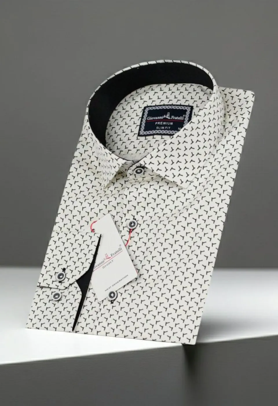 Slim Fit Uzun Kol Desenli Erkek Gömlek 3GMK310646012