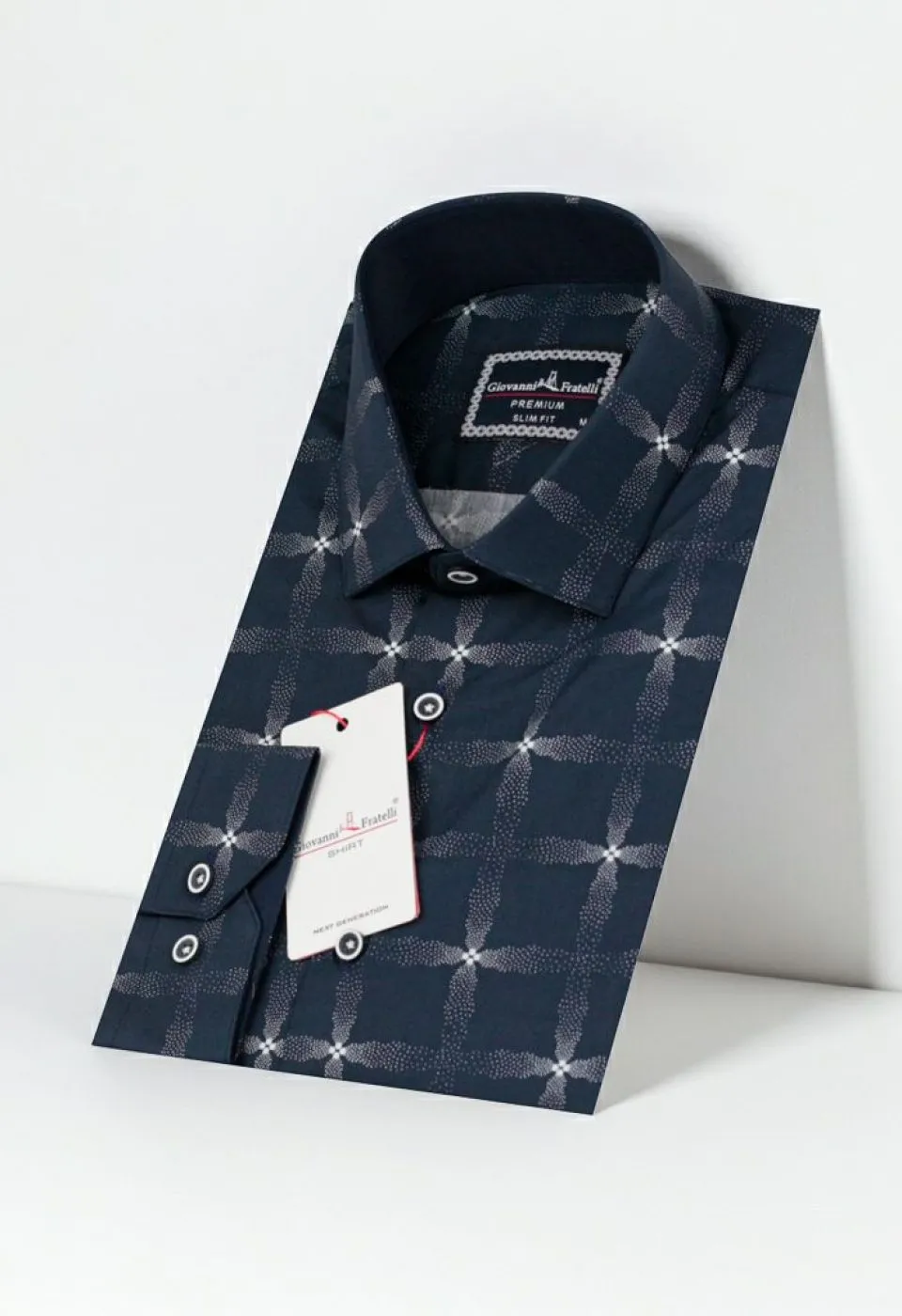 Slim Fit Uzun Kol Desenli Erkek Gömlek 3GMK310646035