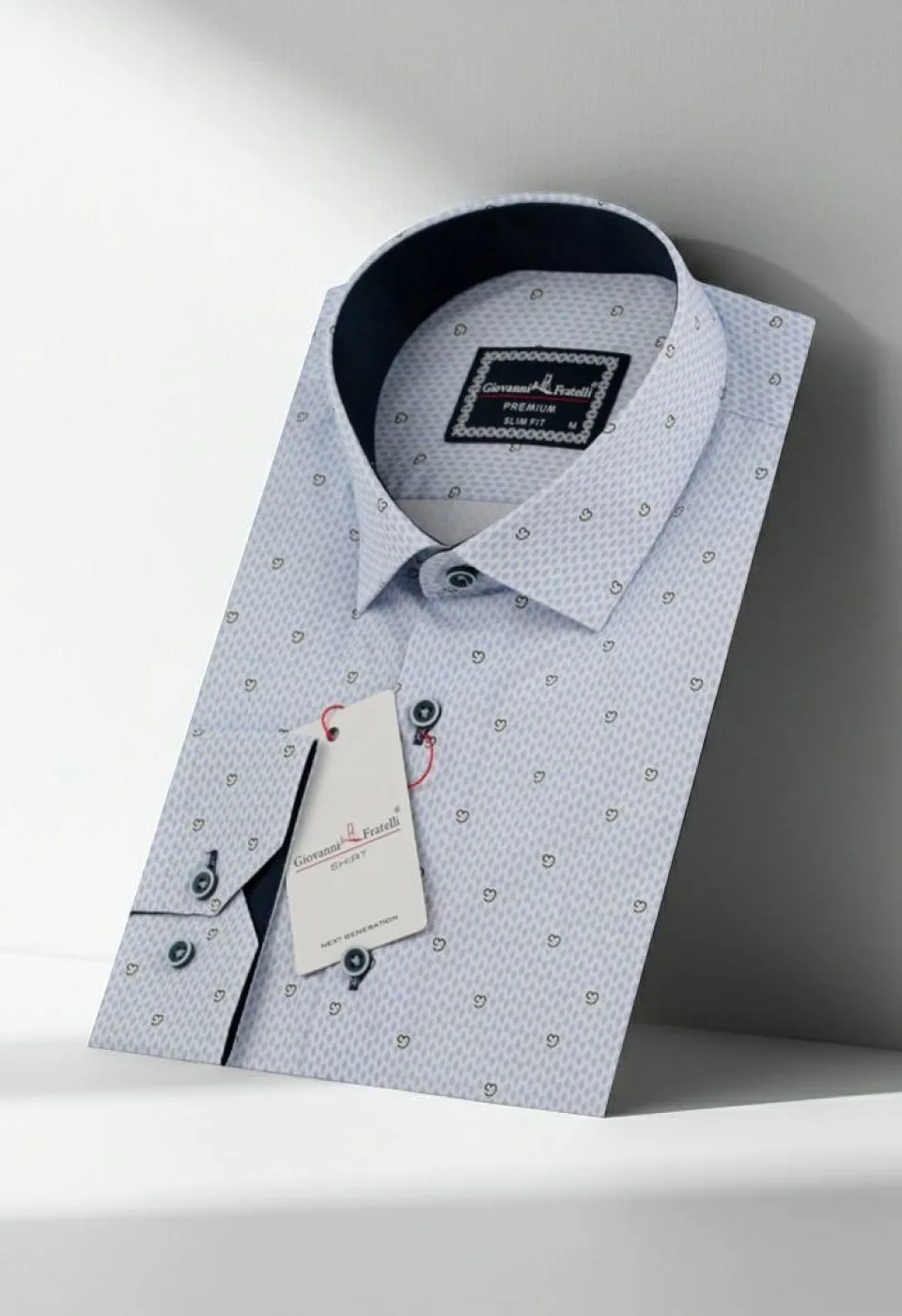 Slim Fit Uzun Kol Desenli Erkek Gömlek 3GMK310646042