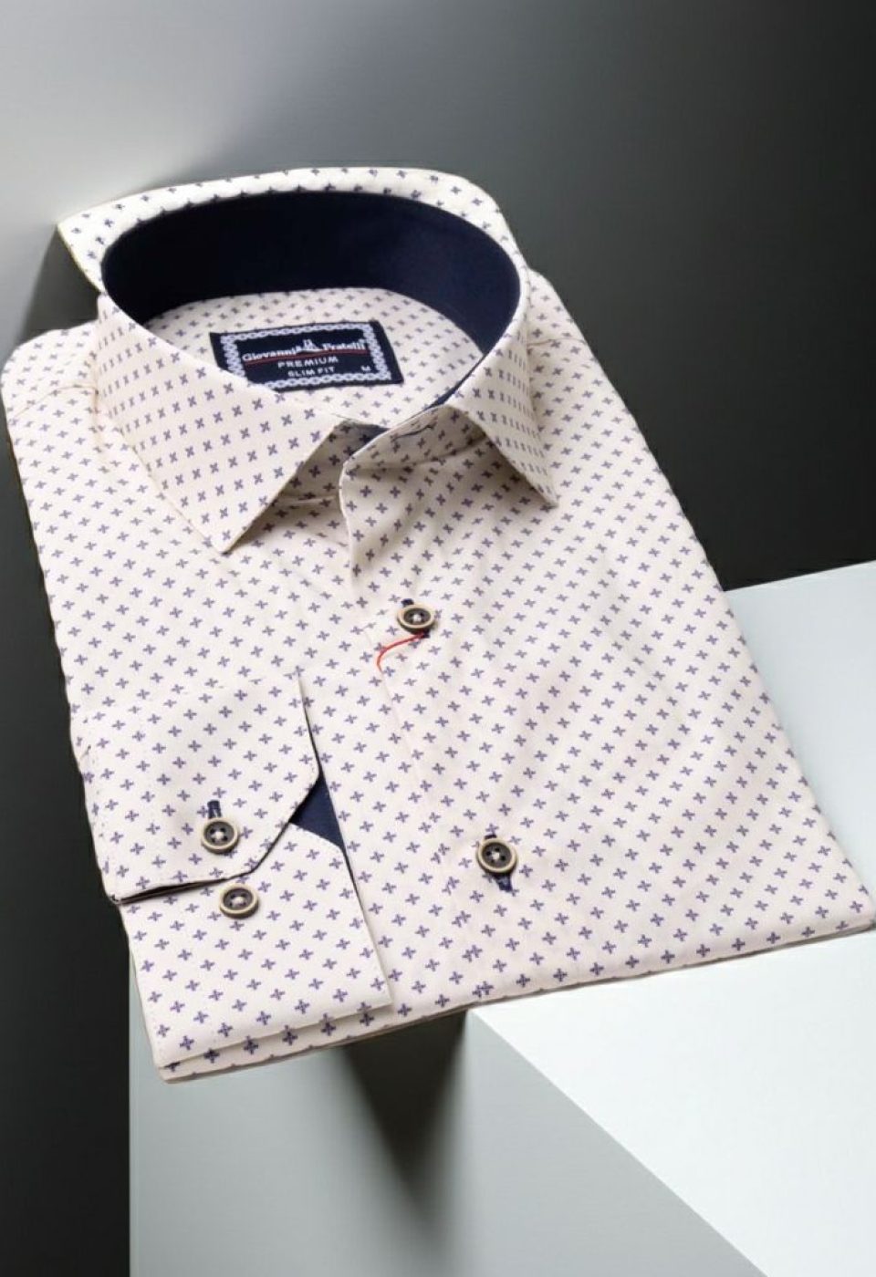 Slim Fit Uzun Kol Desenli Erkek Gömlek 3GMK310646048