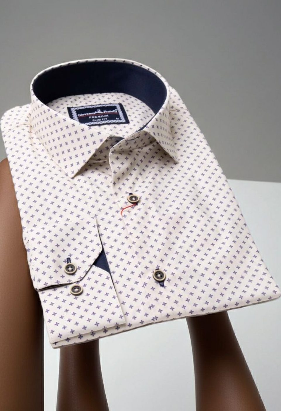 Slim Fit Uzun Kol Desenli Erkek Gömlek 3GMK310646048