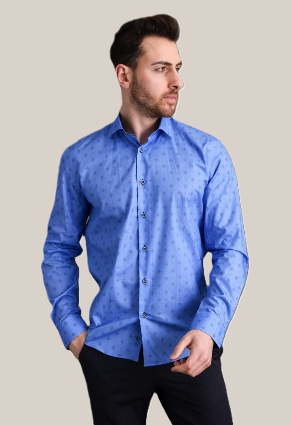 0646 CR 053 Slim Fit Uzun Kol Desenli Erkek Gömlek 3GMK310646053 - Giovanni Fratelli