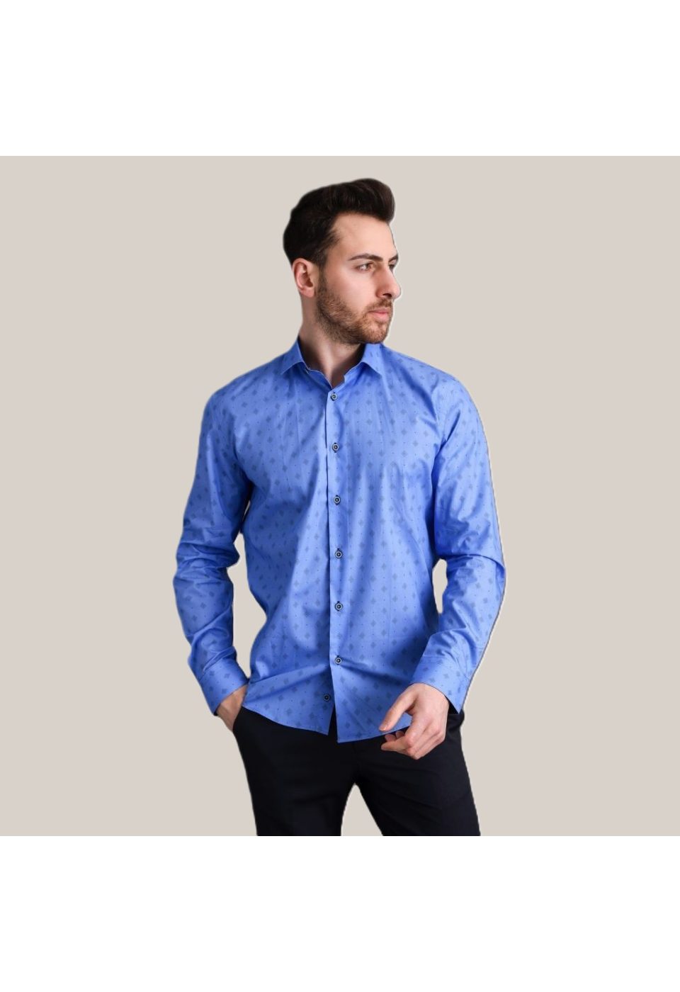 0646 CR 053 Slim Fit Uzun Kol Desenli Erkek Gömlek 3GMK310646053 - Giovanni Fratelli