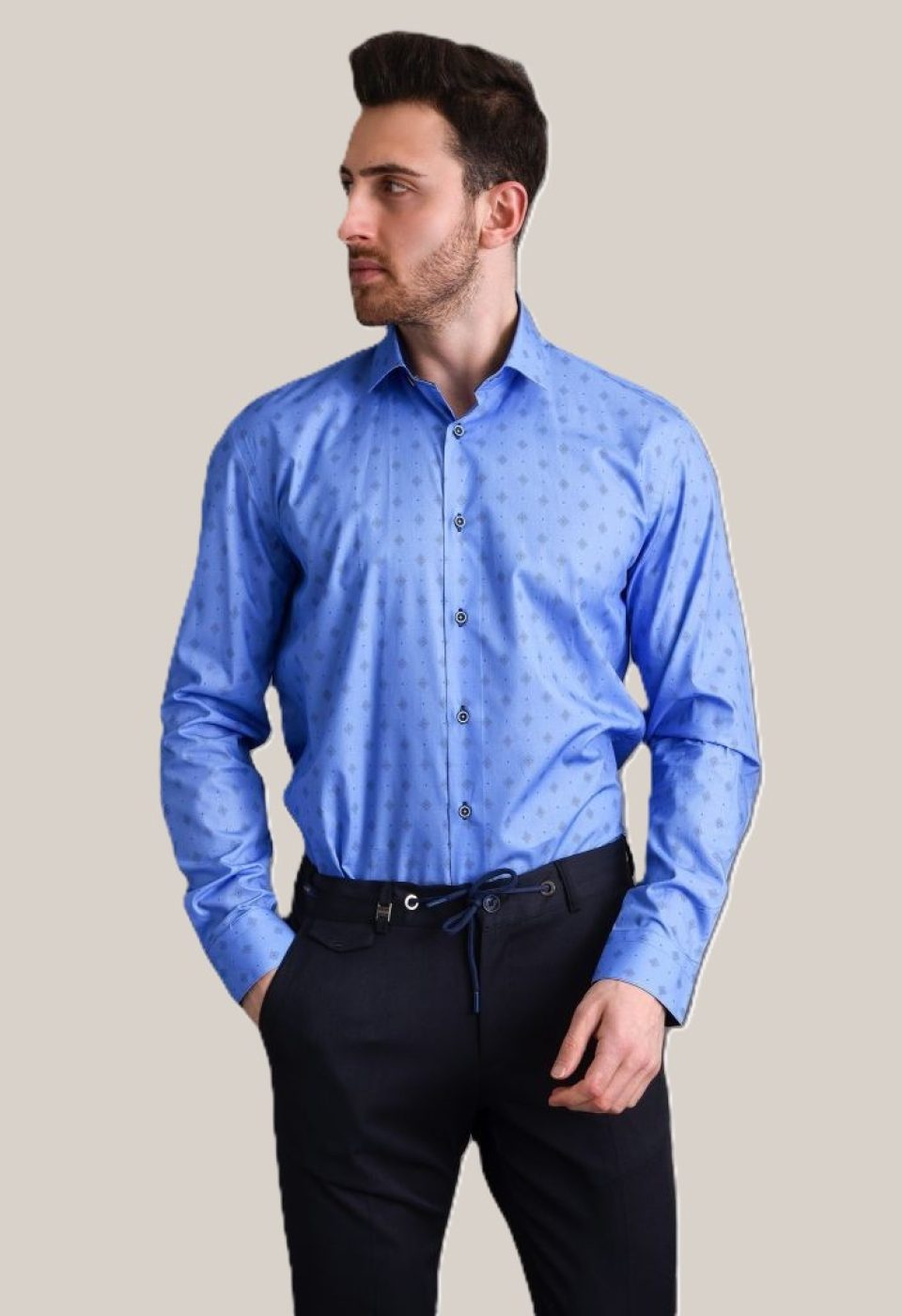 0646 CR 053 Slim Fit Uzun Kol Desenli Erkek Gömlek 3GMK310646053 - Giovanni Fratelli