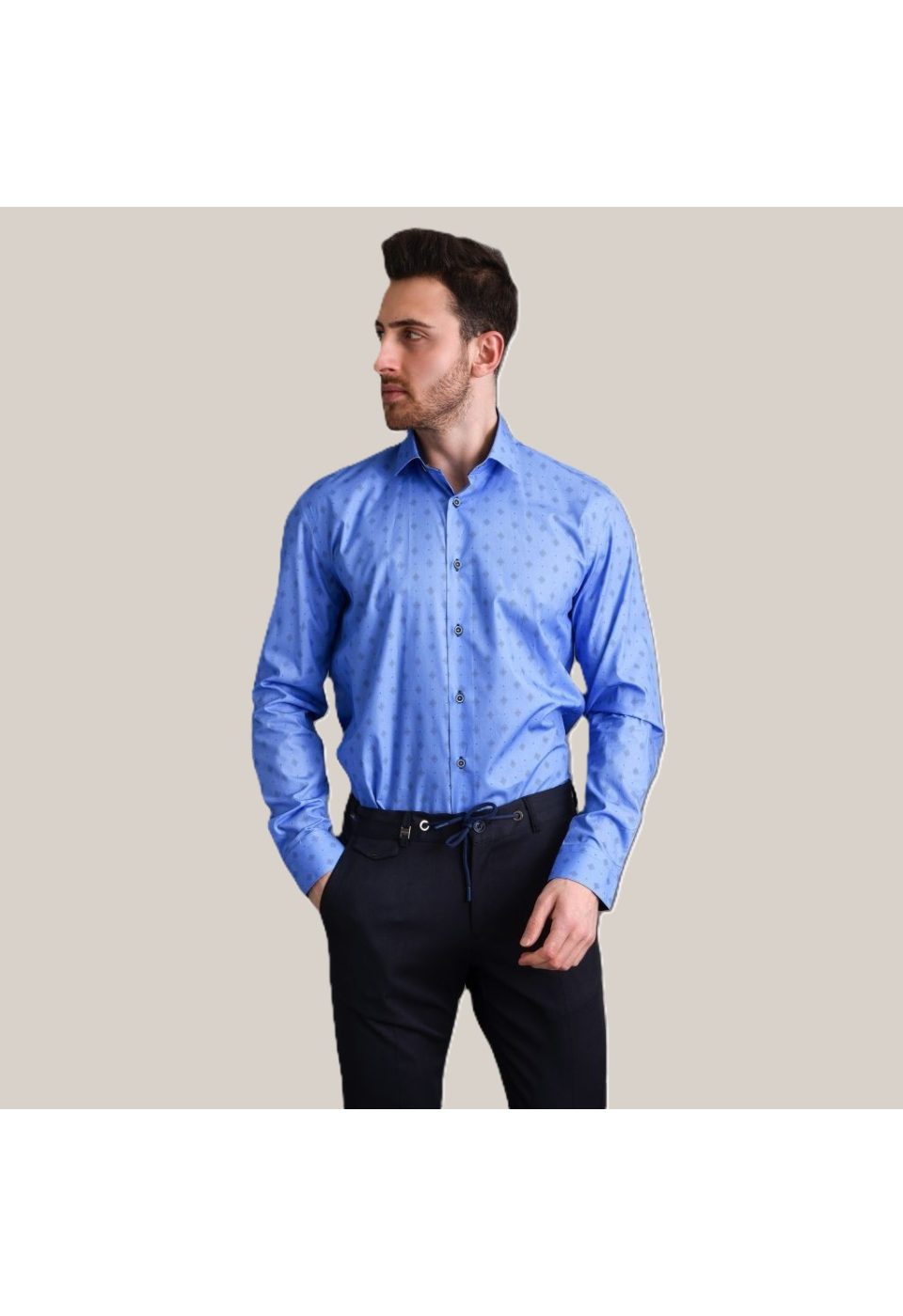 0646 CR 053 Slim Fit Uzun Kol Desenli Erkek Gömlek 3GMK310646053 - Giovanni Fratelli