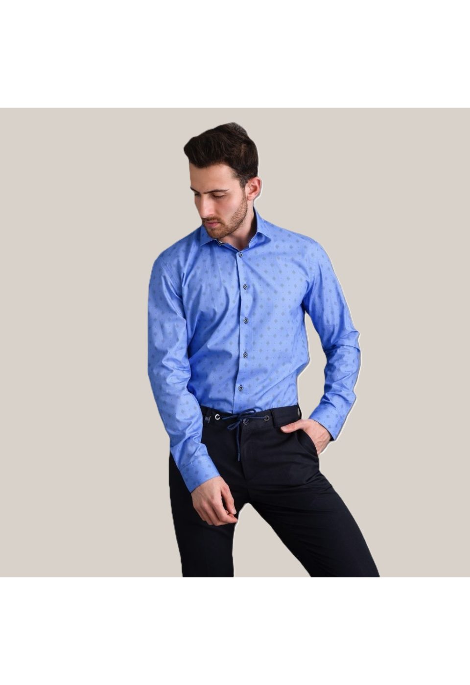 0646 CR 053 Slim Fit Uzun Kol Desenli Erkek Gömlek 3GMK310646053 - Giovanni Fratelli