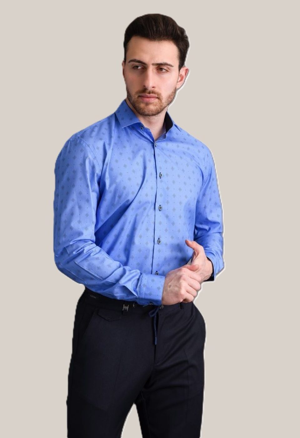 0646 CR 053 Slim Fit Uzun Kol Desenli Erkek Gömlek 3GMK310646053 - Giovanni Fratelli