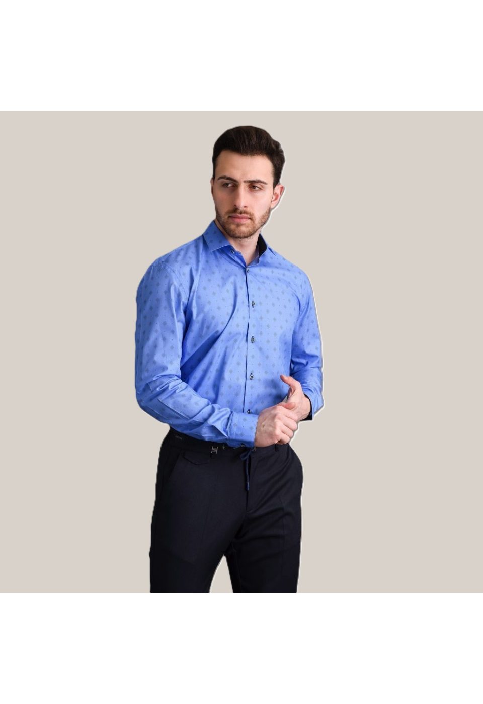 0646 CR 053 Slim Fit Uzun Kol Desenli Erkek Gömlek 3GMK310646053 - Giovanni Fratelli