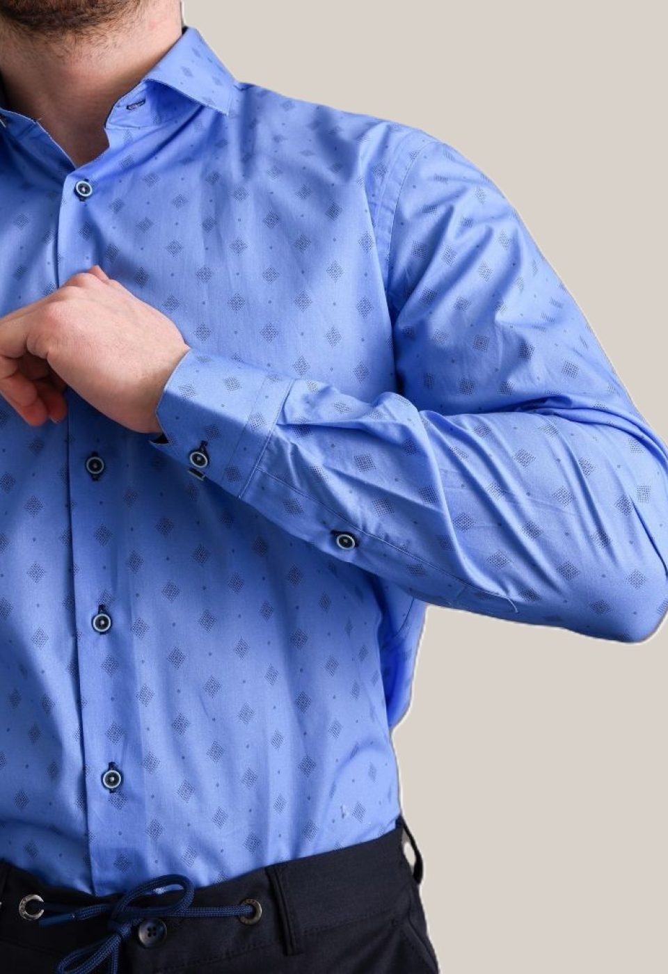 0646 CR 053 Slim Fit Uzun Kol Desenli Erkek Gömlek 3GMK310646053 - Giovanni Fratelli