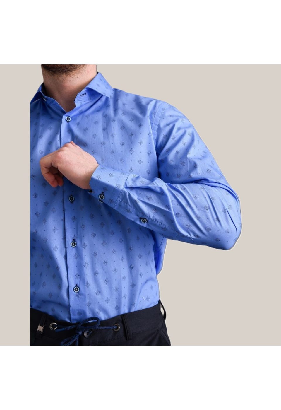 0646 CR 053 Slim Fit Uzun Kol Desenli Erkek Gömlek 3GMK310646053 - Giovanni Fratelli