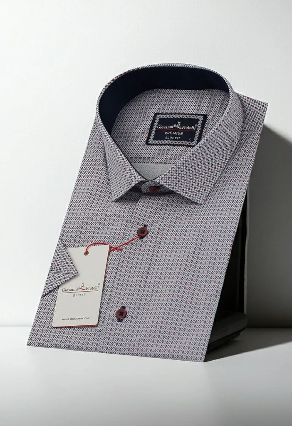 Slim Fit Kısa Kol Desenli Erkek Gömlek 3GMK320646002