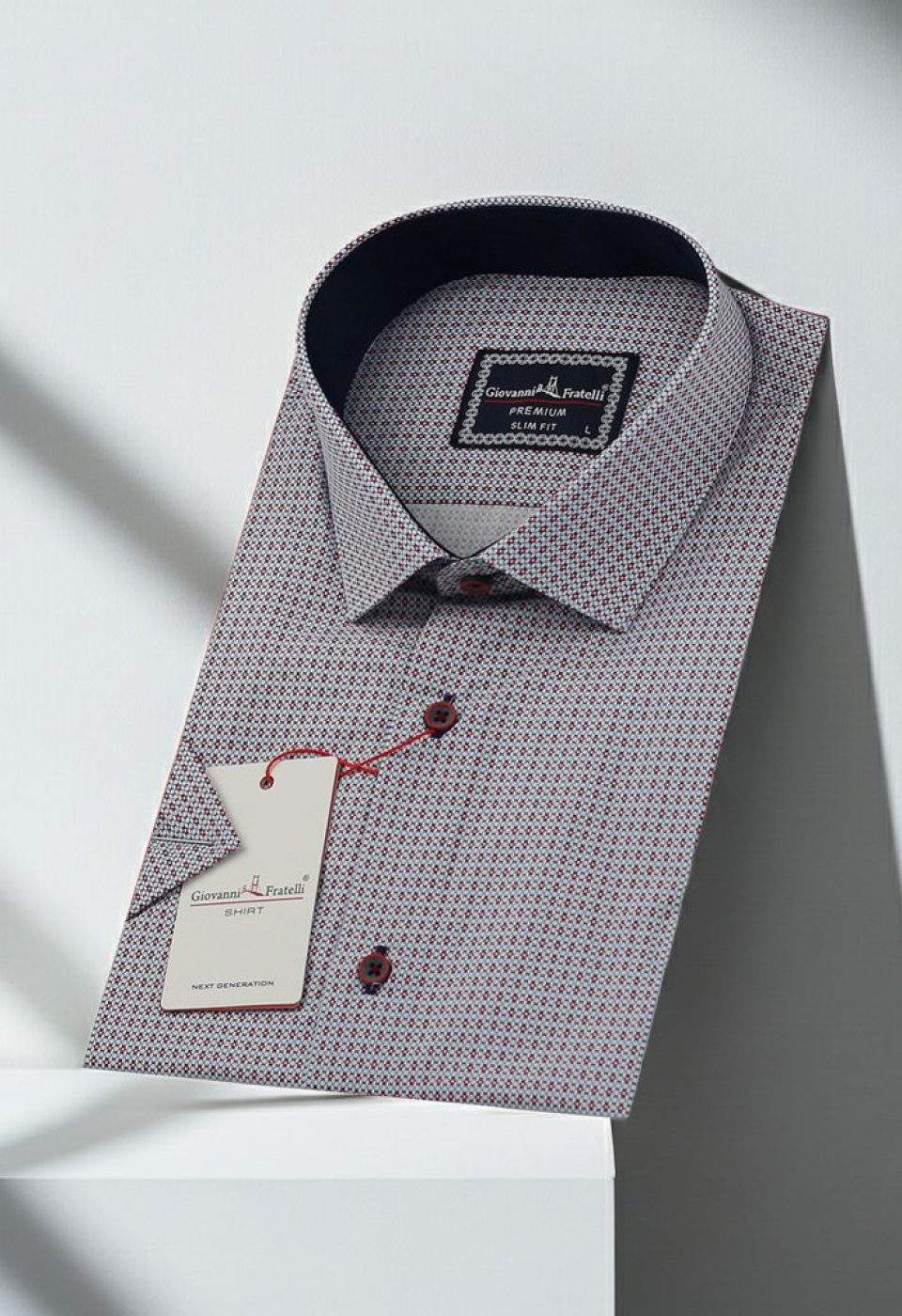 Slim Fit Kısa Kol Desenli Erkek Gömlek 3GMK320646002