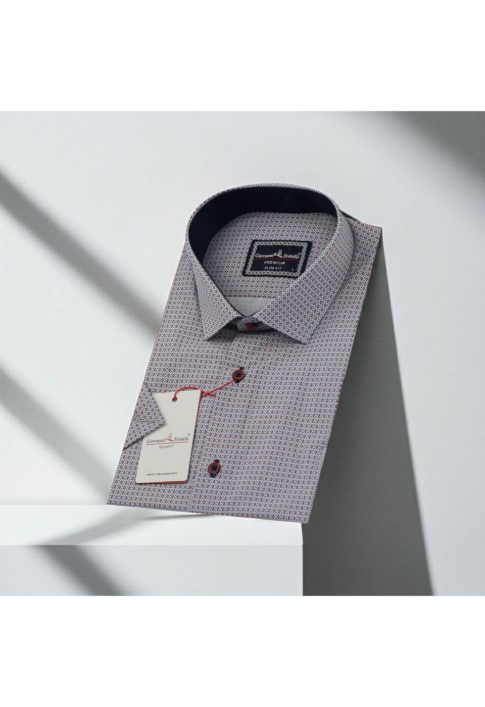 0646 CR K 002 Slim Fit Kısa Kol Desenli Erkek Gömlek 3GMK320646002 - Giovanni Fratelli