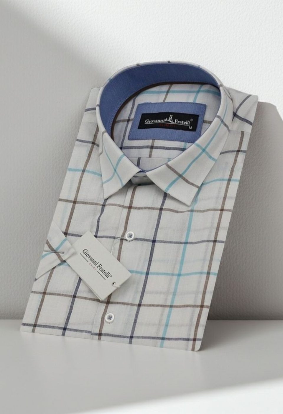 Slim Fit Kısa Kol Desenli Yaka Düğmeli Erkek Gömlek 3GMK310746A01