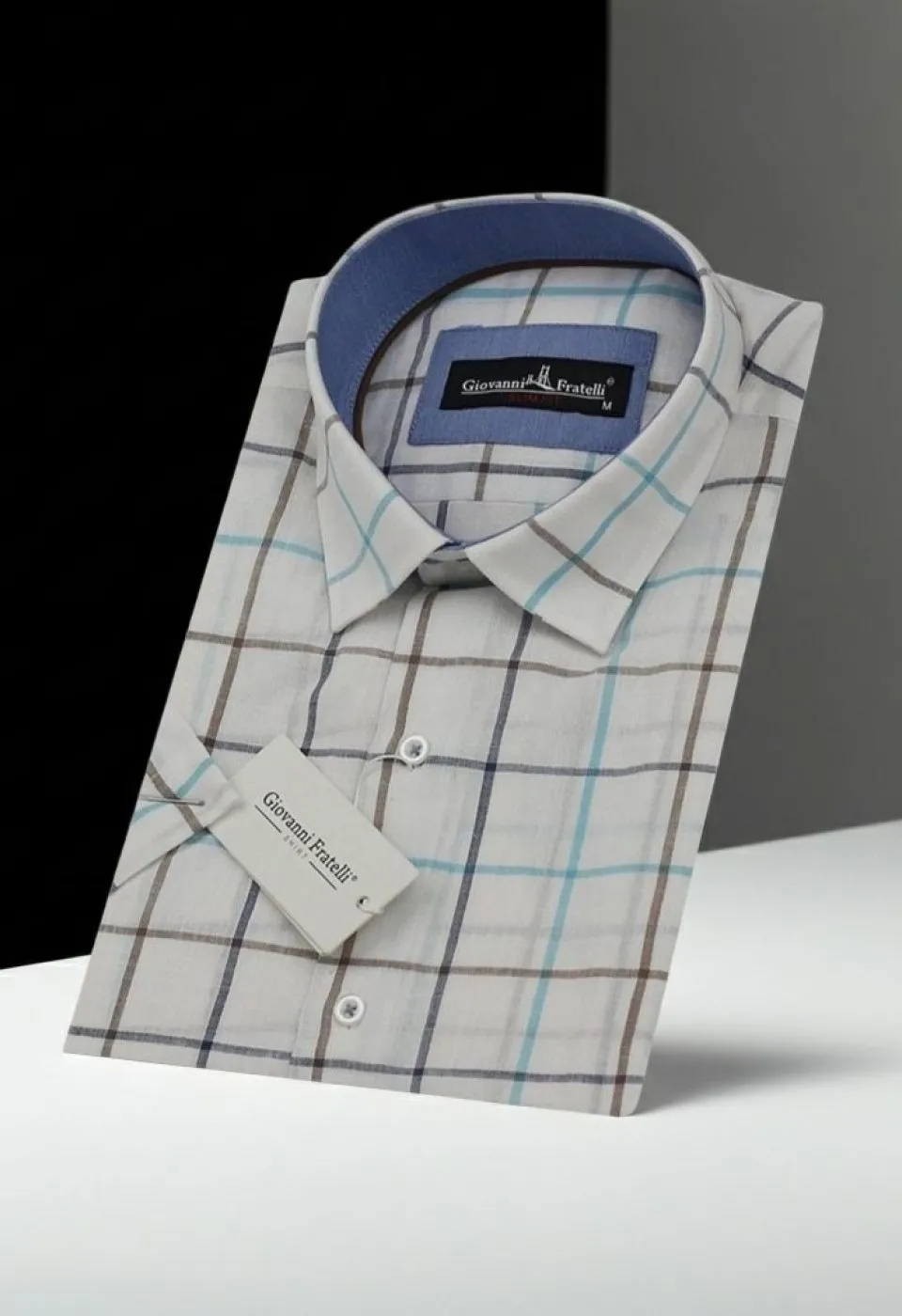 Slim Fit Kısa Kol Desenli Yaka Düğmeli Erkek Gömlek 3GMK310746A01