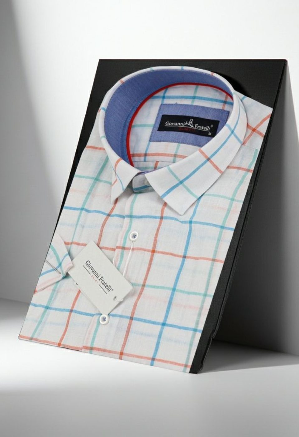 0746 CR K YD A03 Slim Fit Kısa Kol Desenli Yaka Düğmeli Erkek Gömlek 3GMK310746A03 - Giovanni Fratelli