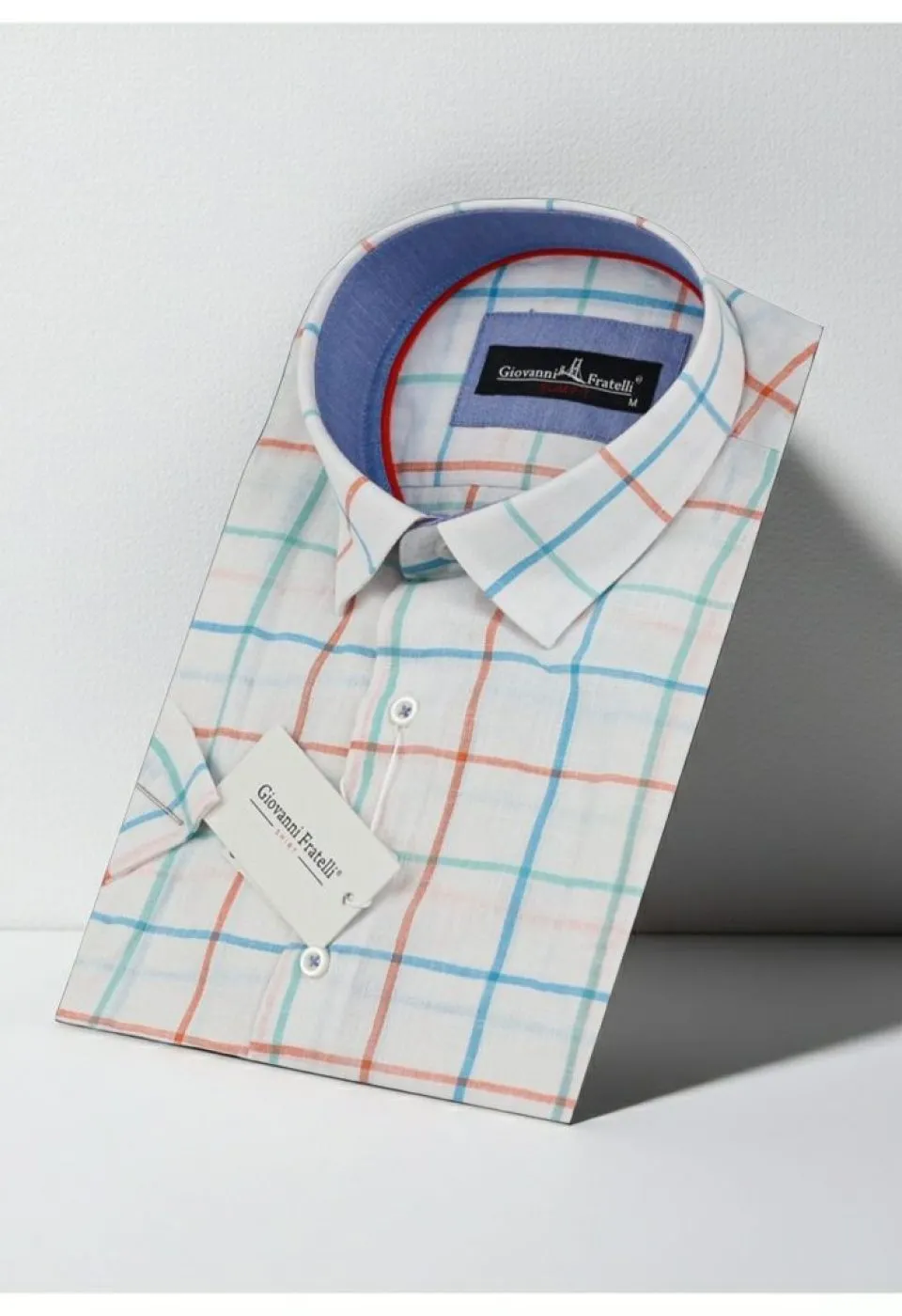 Slim Fit Kısa Kol Desenli Yaka Düğmeli Erkek Gömlek 3GMK310746A03