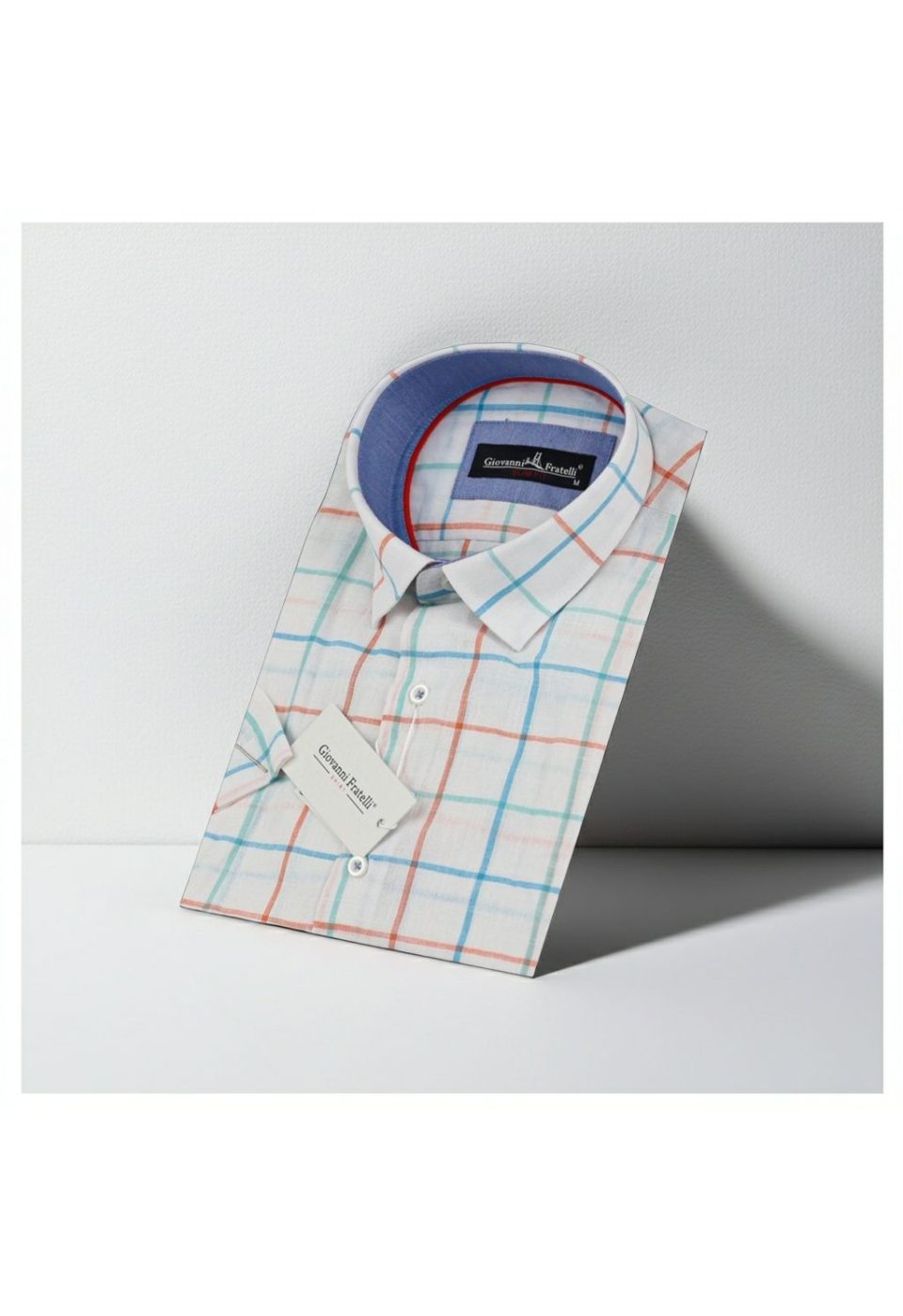 0746 CR K YD A03 Slim Fit Kısa Kol Desenli Yaka Düğmeli Erkek Gömlek 3GMK310746A03 - Giovanni Fratelli