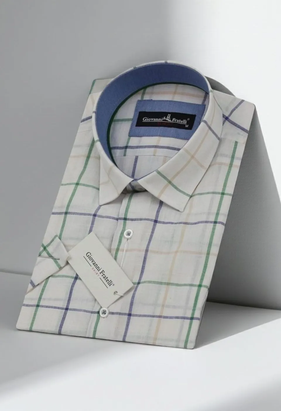Slim Fit Kısa Kol Desenli Yaka Düğmeli Erkek Gömlek 3GMK310746A04