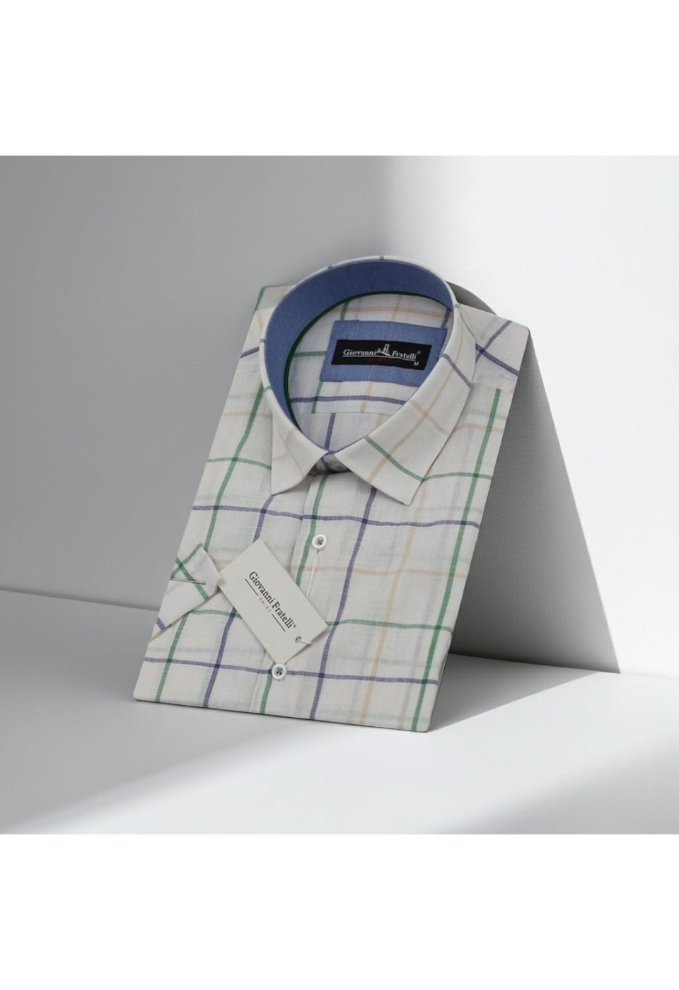 Slim Fit Kısa Kol Desenli Yaka Düğmeli Erkek Gömlek 3GMK310746A04 - Giovanni Fratelli