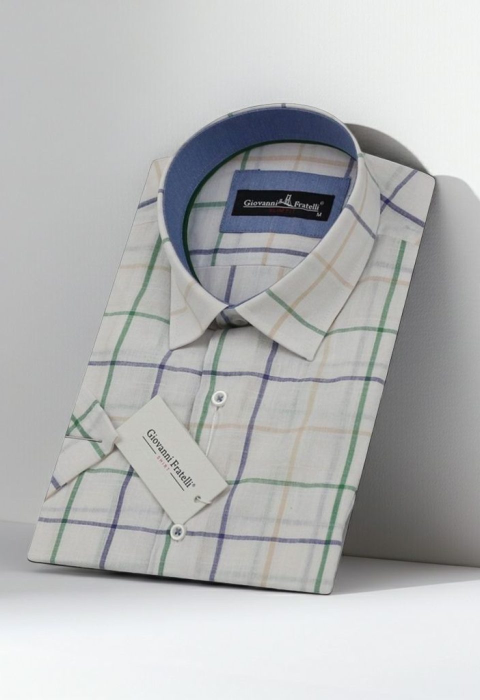 Slim Fit Kısa Kol Desenli Yaka Düğmeli Erkek Gömlek 3GMK310746A04