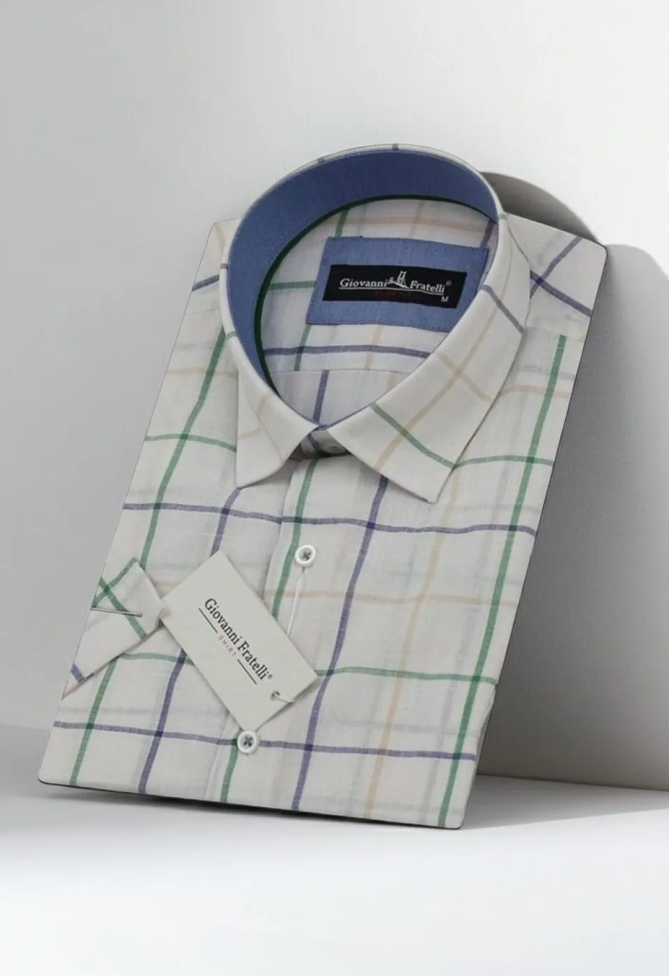 Slim Fit Kısa Kol Desenli Yaka Düğmeli Erkek Gömlek 3GMK310746A04