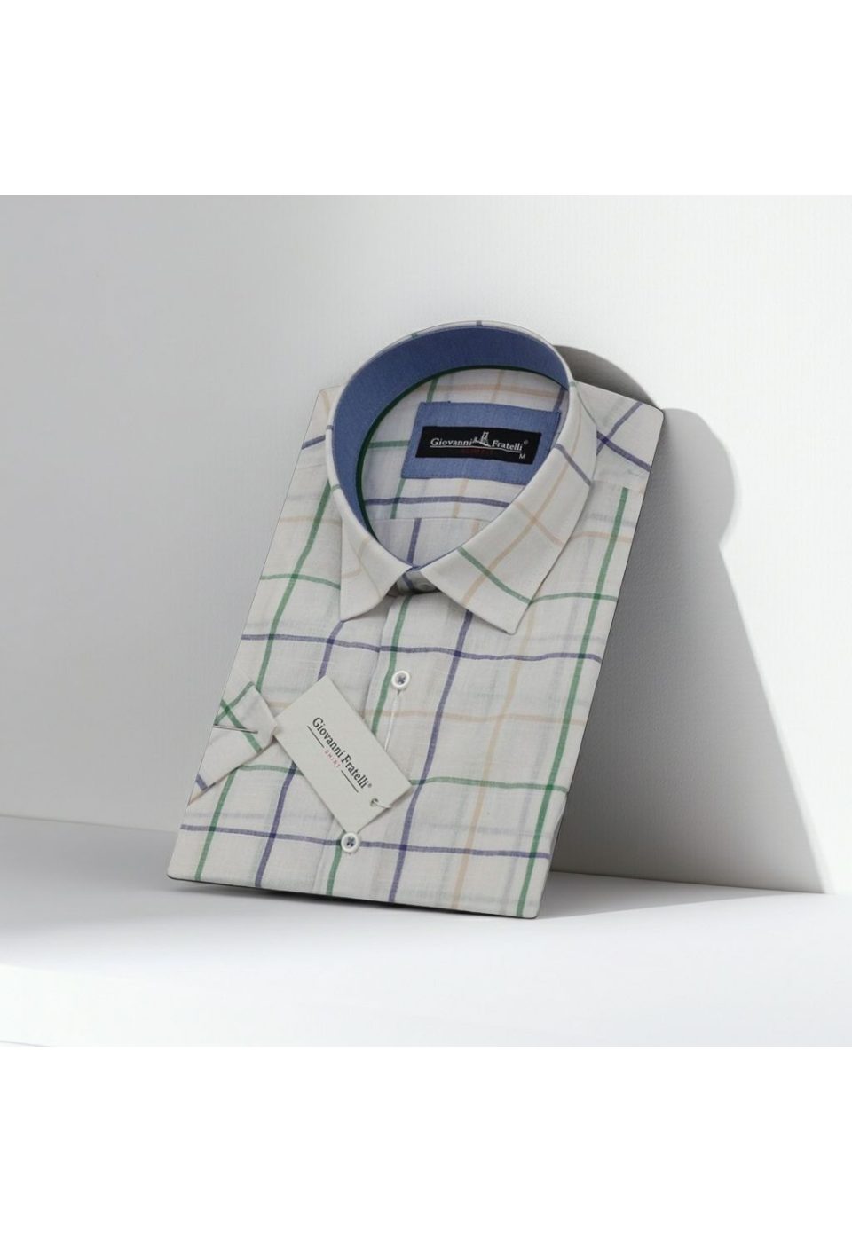 Slim Fit Kısa Kol Desenli Yaka Düğmeli Erkek Gömlek 3GMK310746A04 - Giovanni Fratelli
