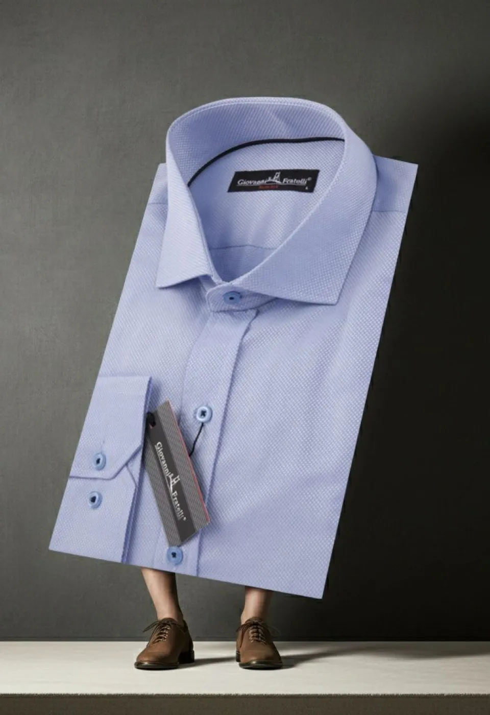 Slim Fit Uzun Kol Desenli İtalyan Yaka Erkek Gömlek 3GMK310821005