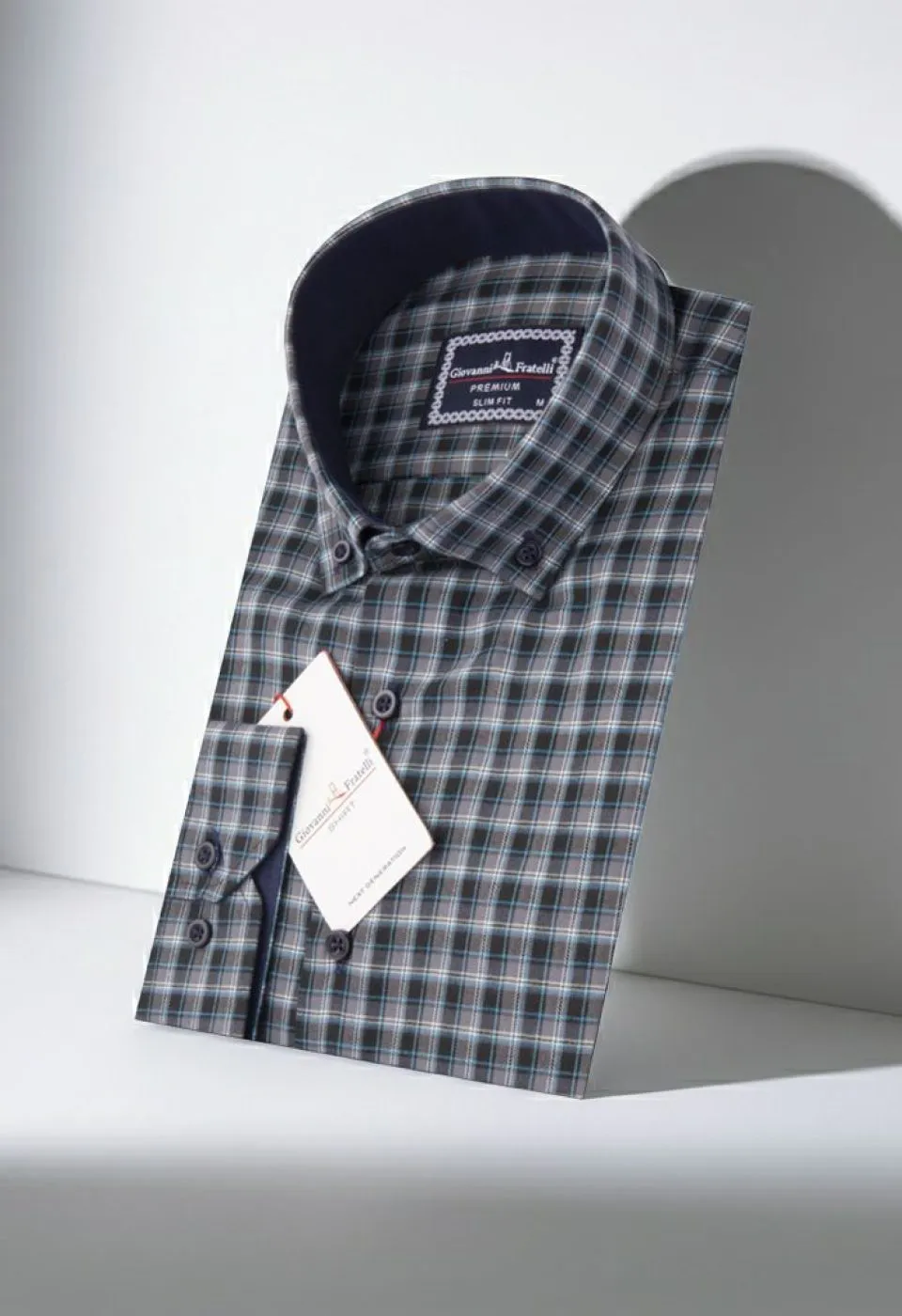 Slim Fit Uzun Kol Yaka Düğmeli Desenli Erkek Gömlek 3GMK310957007