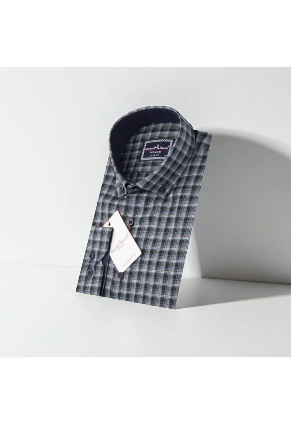 Slim Fit Uzun Kol Yaka Düğmeli Desenli Erkek Gömlek 3GMK310957007 - Giovanni Fratelli