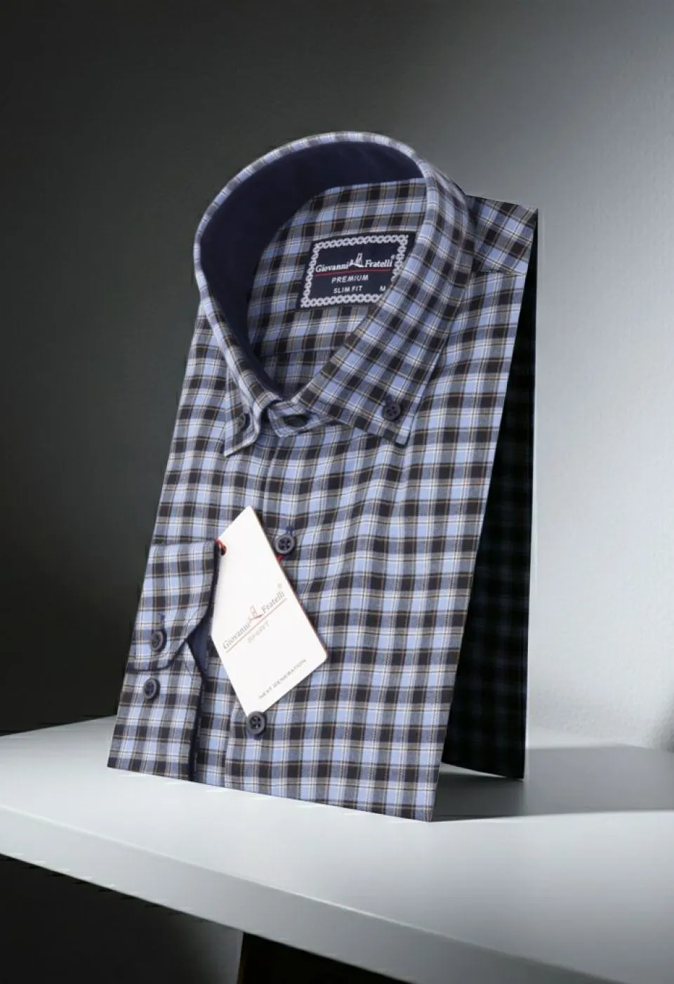 Slim Fit Uzun Kol Yaka Düğmeli Desenli Erkek Gömlek 3GMK310957008