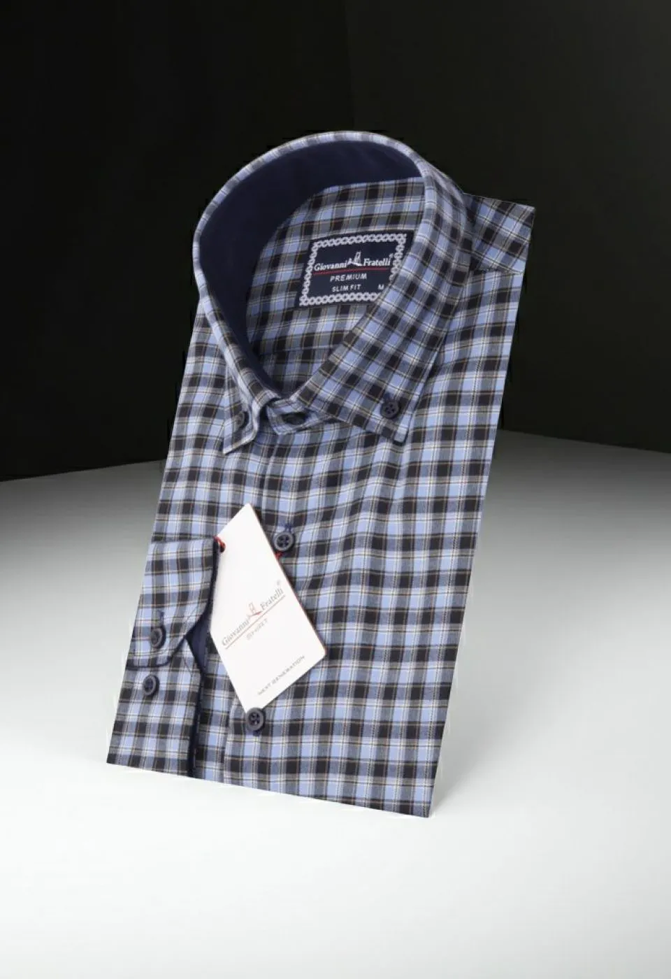 Slim Fit Uzun Kol Yaka Düğmeli Desenli Erkek Gömlek 3GMK310957008