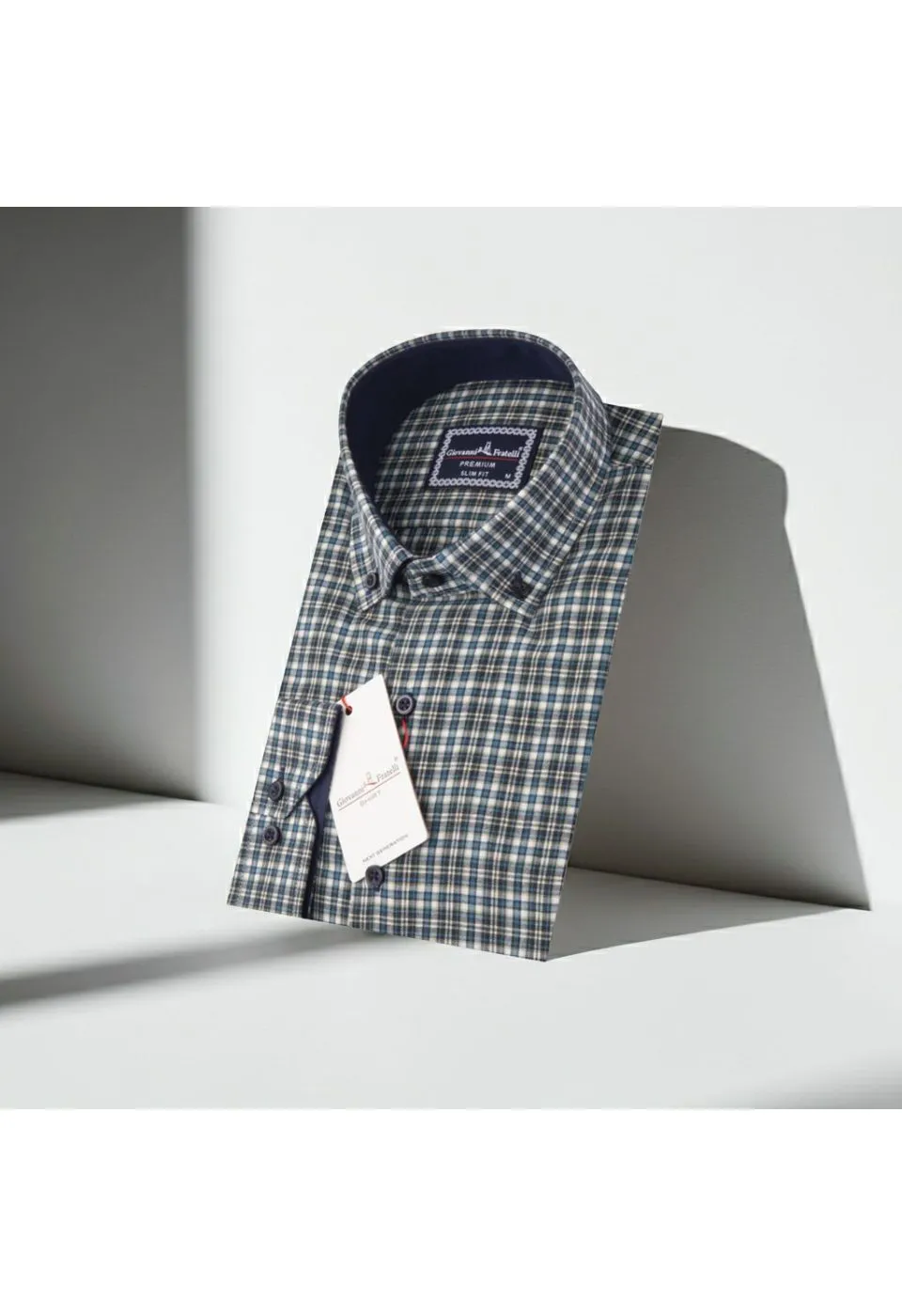 Slim Fit Uzun Kol Yaka Düğmeli Desenli Erkek Gömlek 3GMK310957011 - Giovanni Fratelli