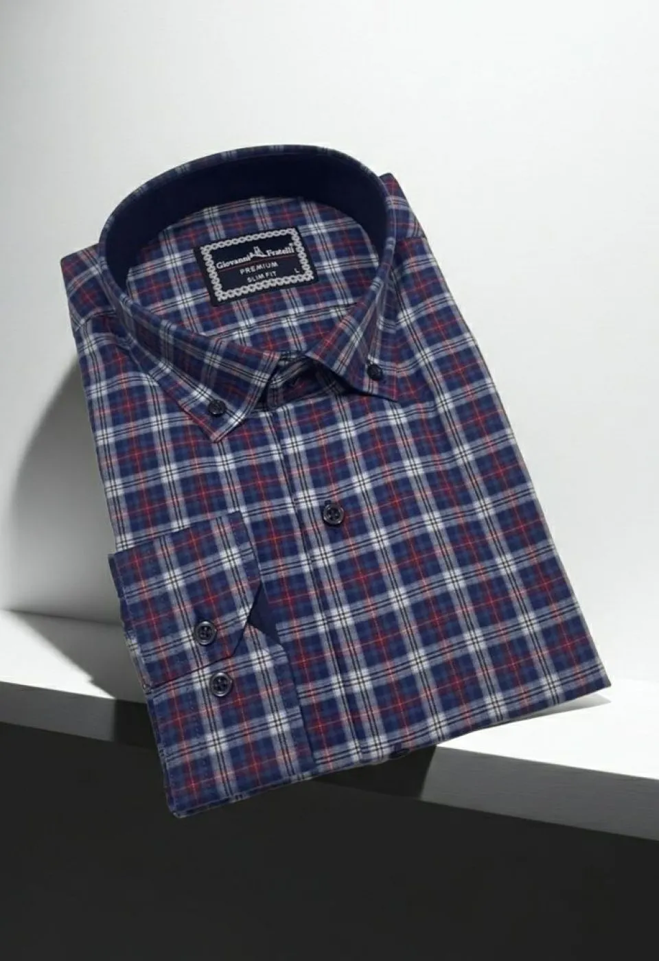 Slim Fit Uzun Kol Yaka Düğmeli Desenli Erkek Gömlek 3GMK310957013