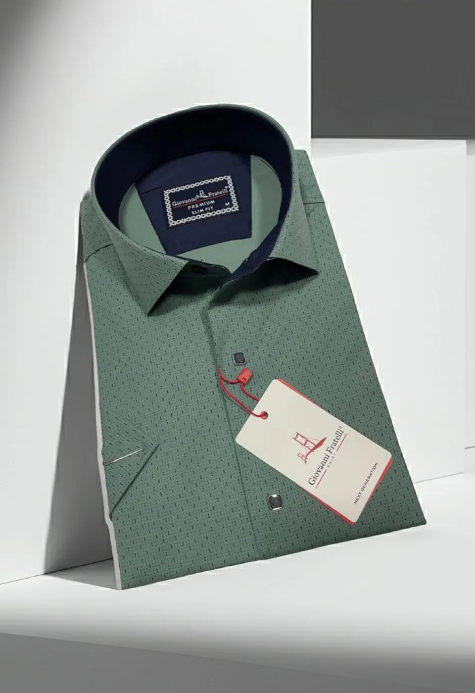 Slim Fit Kısa Kol Desenli Erkek Gömlek 3GMK321005004