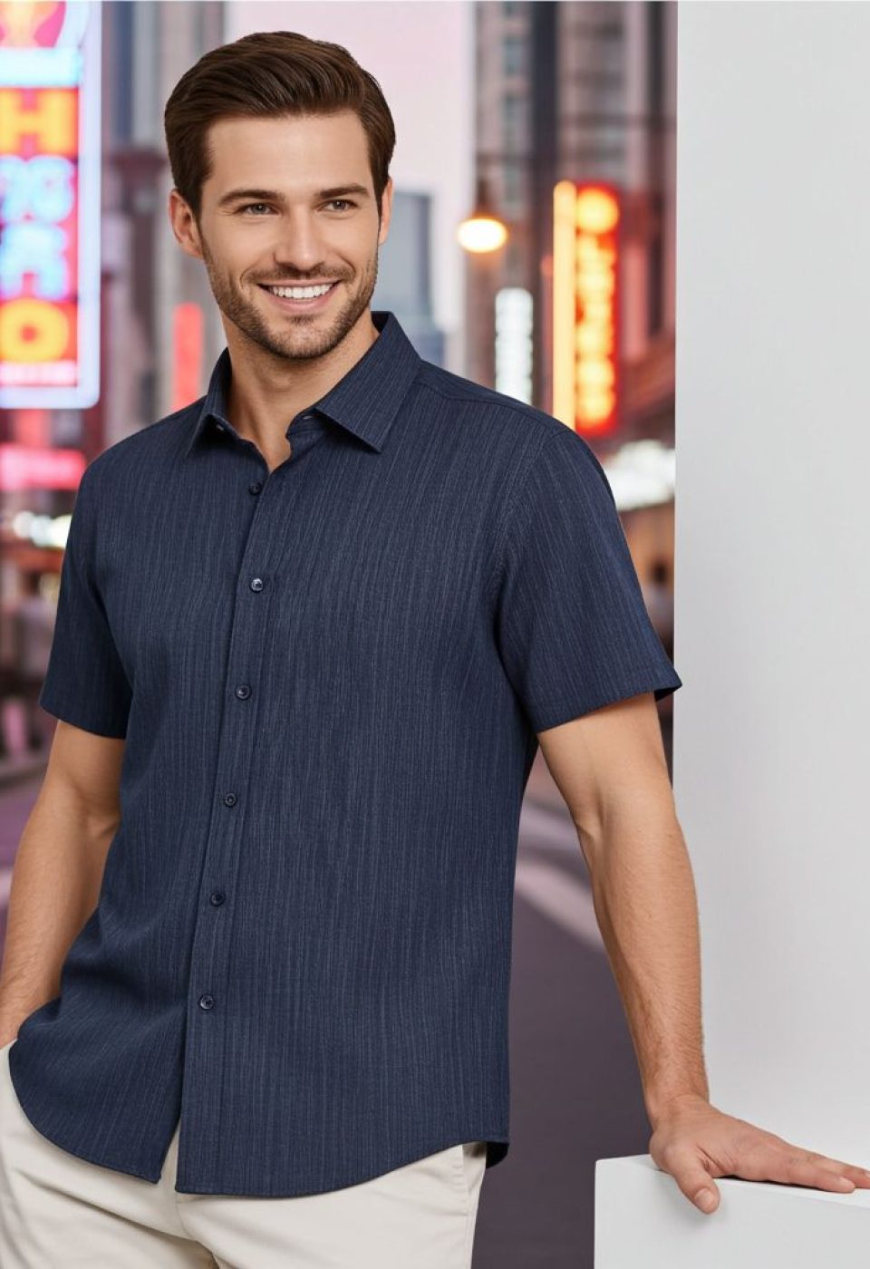 Slim Fit Kısa Kol Desenli Erkek Gömlek 3GMK321010009 - Giovanni Fratelli