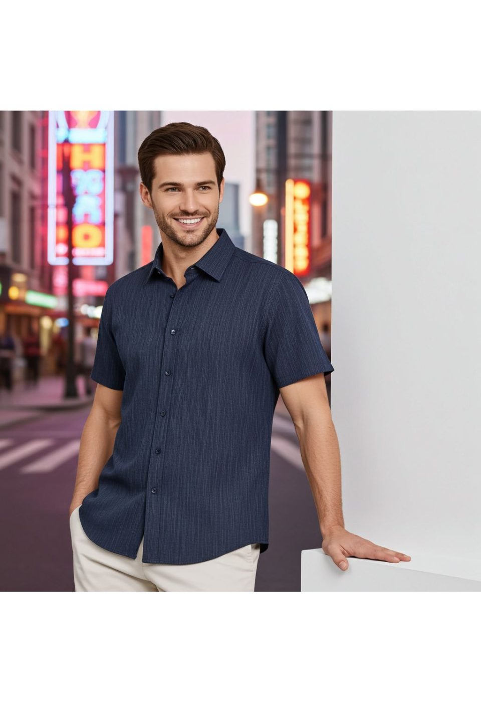 Slim Fit Kısa Kol Desenli Erkek Gömlek 3GMK321010009 - Giovanni Fratelli
