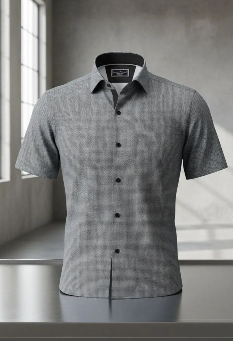 Slim Fit Kısa Kol Dijital Baskılı Desenli Erkek Gömlek 3GMK321011012