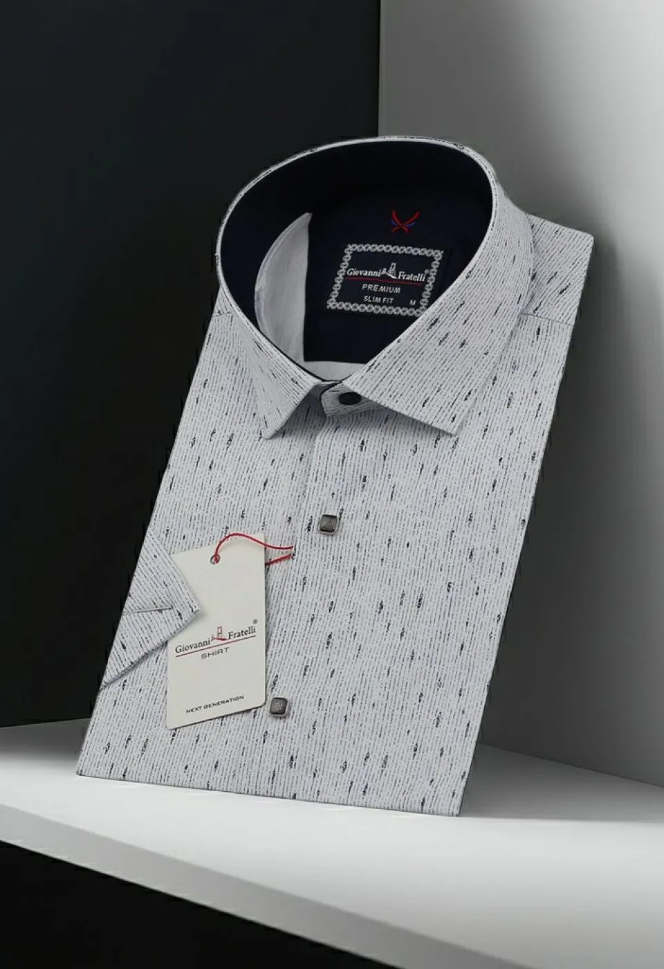 Slim Fit Kısa Kol Desenli Erkek Gömlek 3GMK311023004