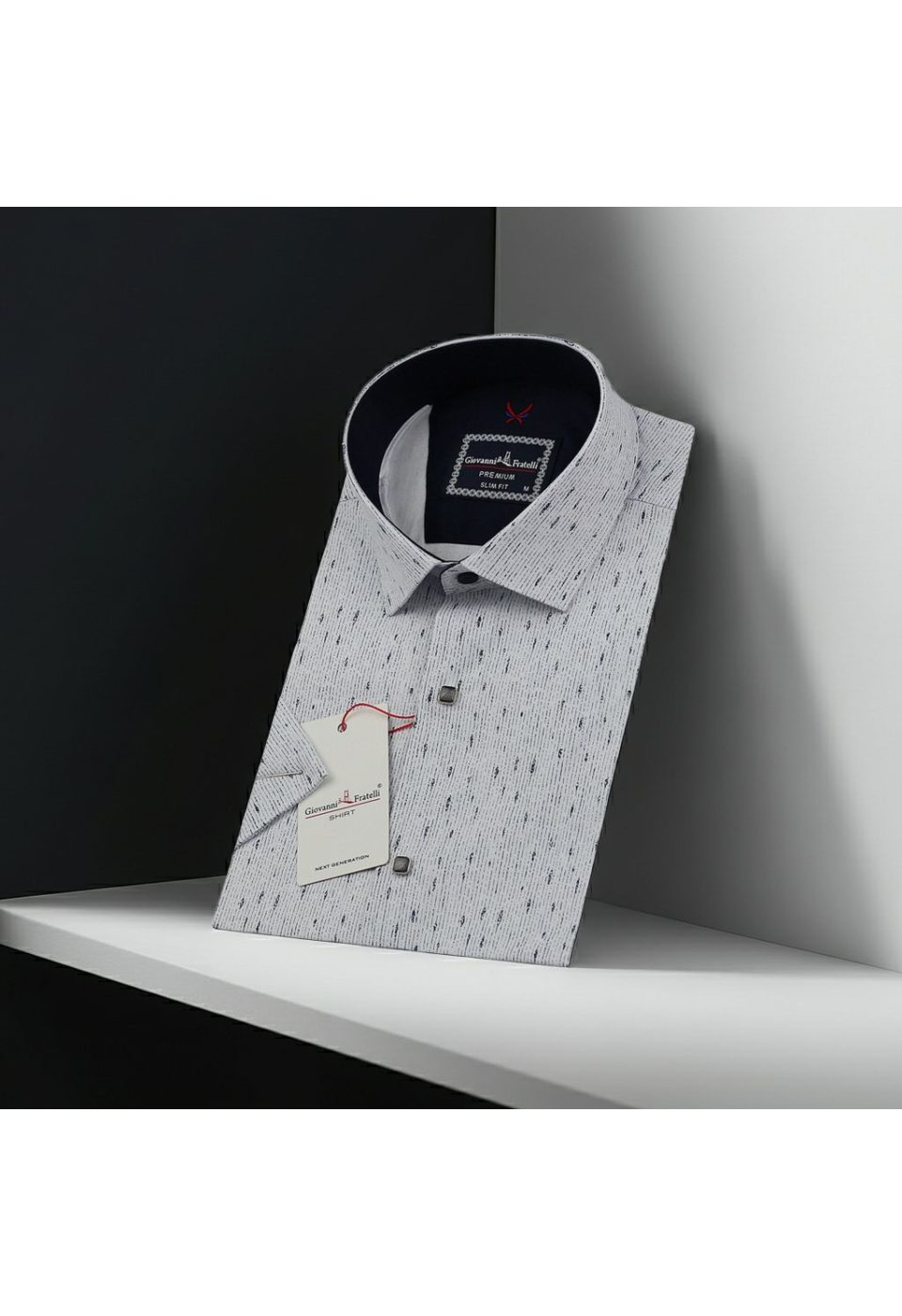 1023 CR K 004 Slim Fit Kısa Kol Desenli Erkek Gömlek 3GMK311023004 - Giovanni Fratelli